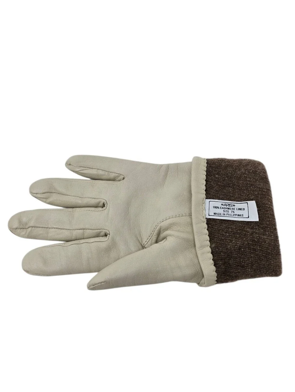Soft Leather Gloves With Cashmere Lining Women's 7 1/2 Small Ivory
